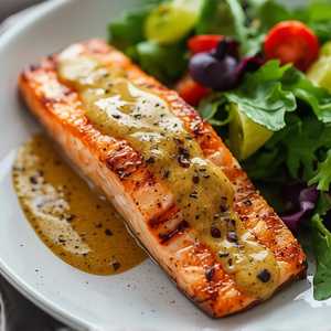 Grilled Salmon Fillet, Grain Mustard Beurre Blanc