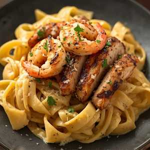 Blackened Gulf Shrimp & Chicken Alfredo