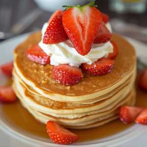 Flannel Cakes, with Whipped Cream and Strawberries