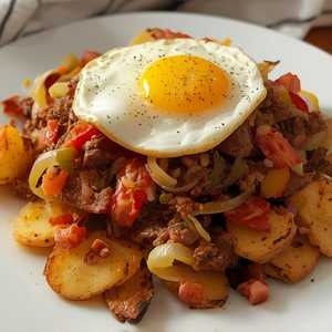 BRAISED BEEF & BACON HASH