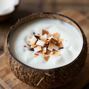 Natural Coconut Shell, Served With Champolita Mojito, Coconut Nugget, Coconut Cream, And Coconut Foam
