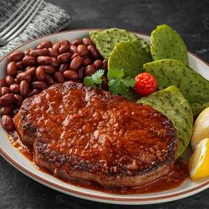 Platillo De Carne Apache Con Frijoles Y Nopales