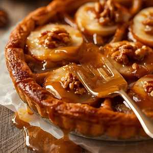 Upside Down Candied Walnut Apple Pie