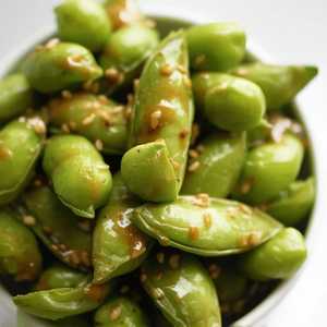 Steamed Edamame, sweet soy
