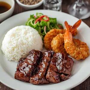Beef Teriyaki & Fried Shrimp (2Pcs)