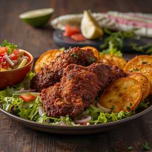 Carne Frita, Tostones y Ensalada