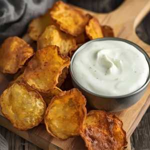 potato chips, creme fraiche
