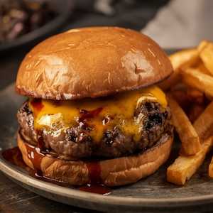 Game Burger with Angler Fries