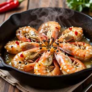 Shrimp Sautéed In Roasted Garlic And White Wine