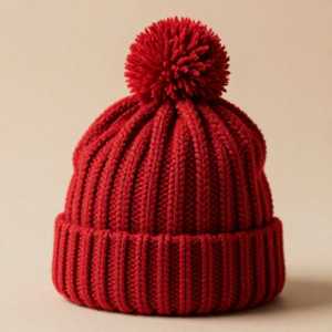 Red Pom-Pom Beanie