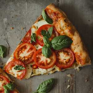 Tomato, Basil & Garlic Pizza Slice