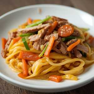 Pumpkin Rice Noodles W/ Shredded Pork (Not GF)