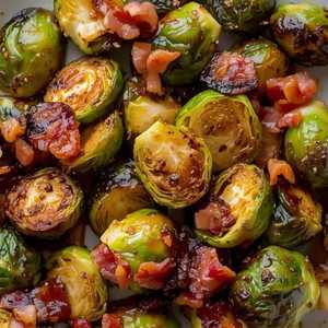 Soy Glazed Brussels Sprouts with Bacon
