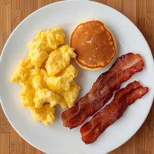 KID'S SCRAMBLED EGGS & PANCAKES