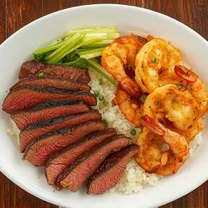 Beef Teriyaki & Fried Shrimp (2Pcs) Bowl