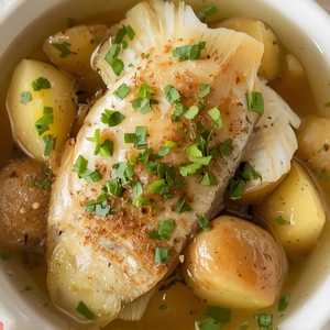 Fish Tilapia boiled with potatoes