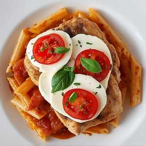 CHICKEN CAPRESE WITH PENNE PANNA ROSA