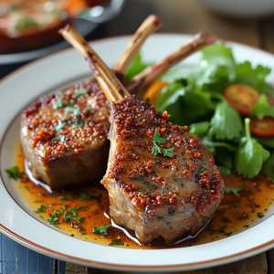 1/2 Caramelized Lamb Rack, Red Kosho, Anchovy & Herb Salad