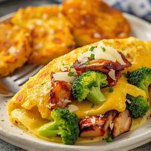 Jerk Chicken Alfredo Omelet (Deconstructed)