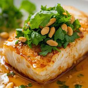sea bass with peanuts & fresh herbs