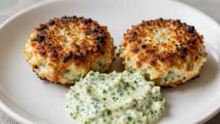 Two Fried Crab and Scallop Cakes