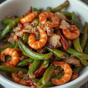 Pan-Fried String Beans w/ Pork & Dried Shrimp