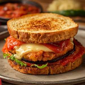 Breaded Eggplant Parmesan Sandwich