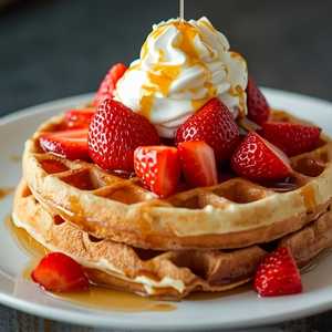Belgian Waffle w/Strawberry & whipped cream