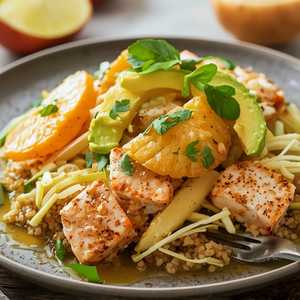 Crab Salad with Avocado, Fennel, Citrus, Quinoa, and Mustard Tarragon Vinaigrette