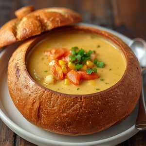 Boudin Sourdough Breadbowl - Crab & Corn Bisque