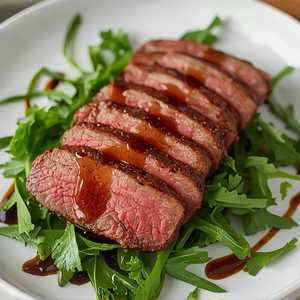 Sliced Steak with Arugula Salad