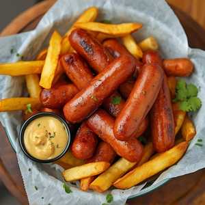 Cocktail Sausages & Chips