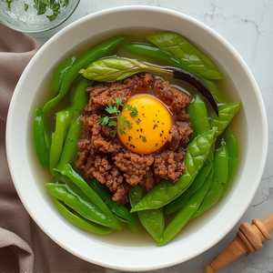 Pea Tip With Minced Beef 窝蛋牛松豆苗煲