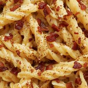 Cappellini Carbonara with Chopped Bacon and Cream Sauce