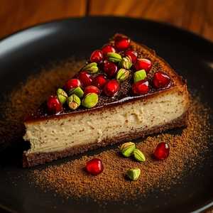 Burnt Basque Cheesecake For With Pomegranate, Pistachio & Winter Spices