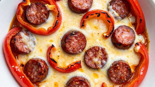 Add Roasted Peppers & Chorizo (Queso Topping)