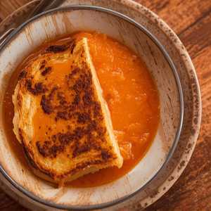 Roasted Tomato Soup and Half Grilled Cheese Sandwich