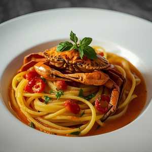 Half Crab Diavolo over Linguine