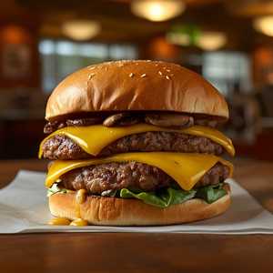 Double Swiss & Mushroom Cheeseburger