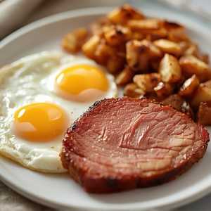 Two Eggs W/ Ham Steak