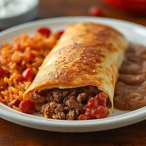 #4 Beef Chimichanga Beans & Rice