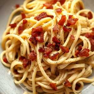 Cappellini Carbonara w/ Bacon & Cream Sauce