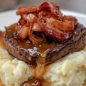 Calf's Liver Steak with Onions, and Bacon