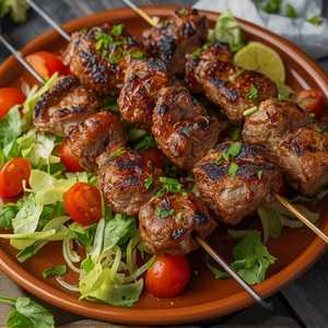 Lamb Kebab With Salad