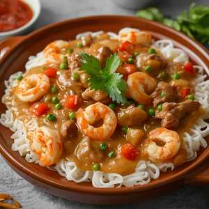 Three Delight Chow Foon with Creamy Egg