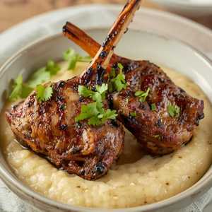 Jerk Grilled Lamb Chops & Grits