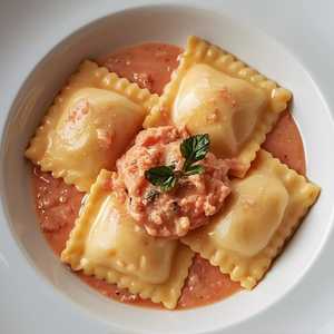 Cheese Ravioli with Cream Rosa Sauce