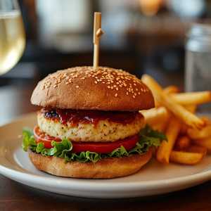 Crab Cake BLT With Caper Dill Mayonnaise And Matchstick Fries
