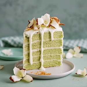Young Coconut Pandan Crepe Cake