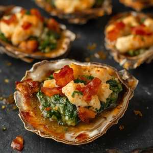 Barbequed Gulf Oysters 'Rockefearing'